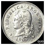 1909 Argentina Copper Nickel 10 Centavos