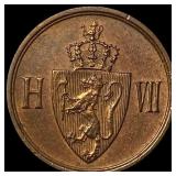 1906 Norway Bronze 1 Ore