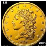 1838 $5 Gold Half Eagle UNCIRCULATED
