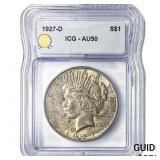 1927-D Silver Peace Dollar ICG AU50