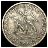 1966 Portugal Copper Nickel 5 Escudos