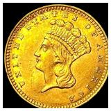 1862 Gold $1 Indian Princess Head CLOSELY UNCIRCUL
