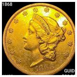 1868 $20 Gold Double Eagle CHOICE AU