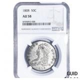 1808 Capped Bust Half Dollar NGC AU58