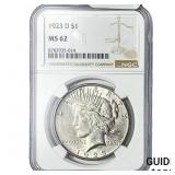 1923-D Silver Peace Dollar NGC MS62