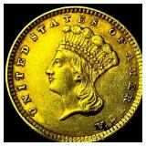 1857 $1 Gold Indian Princess Head CLOSELY UNCIRCUL
