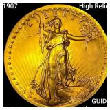 1907 High Relief $20 Gold Double Eagle UNC