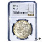 1892-O Morgan Silver Dollar NGC MS62