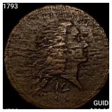 1793 Flowing Hair Large Cent LIGHTLY CIRCULATED