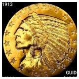 1913 $5 Gold Half Eagle CHOICE BU