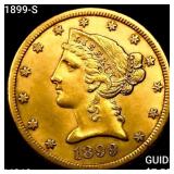 1899-S $5 Gold Half Eagle CHOICE BU+
