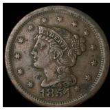 1854 Braided Hair Large Cent NEARLY  UNCIRCULATED