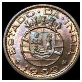 1959  Portuguese India Bronze 10 Centavos