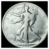 1921 Silver Half Dollar Walking Liberty NEARLY UNC
