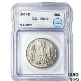 2011-D  ICG MS70 US ARMY 50C