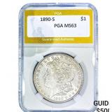 1890-S Morgan Silver Dollar PGA MS63