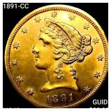 1891-CC $5 Gold Half Eagle UNCIRCULATED