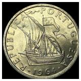 1964 Portugal Copper Nickel 5 Escudos