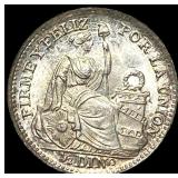 1907 F G Peru Silver 1/2 Dinero