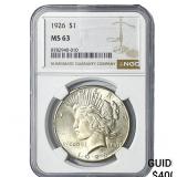 1926 Silver Peace Dollar NGC MS63