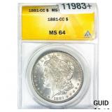 1881-CC Morgan Silver Dollar ANACS MS64