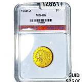 1909-D $5 Gold Half Eagle AGP MS65