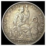 1913 FG Peru Silver 1/5 Sol