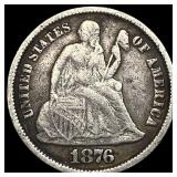 1876-CC Silver Seated Liberty Dime LIGHTLY CIRCULA