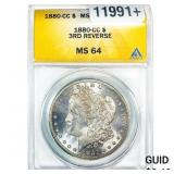 1880-CC Morgan Silver Dollar ANACS MS64 3rd Rev.