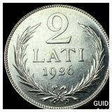 1926 Latvia Silver 2 Lati