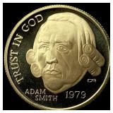 1979 Gold 1/10oz Adam Smith Medallion NICELY CIRCU