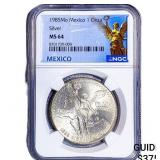 1985Mo Mexico Silver 1 Onza NGC MS64