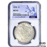1898 Morgan Silver Dollar NGC MS62