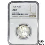 1935-D Washington Silver Quarter NGC MS65