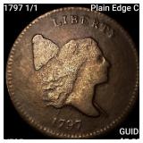 1797 1/1, Plain Edge C-1 Flowing Hair Half Cent