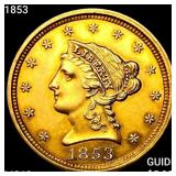 1853 $2.50 Gold Quarter Eagle UNCIRCULATED