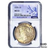 1927 Silver Peace Dollar NGC MS61