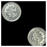 [2 Coins] 1942 Costa Rica Copper Nickel 5 Centimos