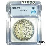 1882-O/S Morgan Silver Dollar ICG F15