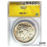 1921 Silver Peace Dollar ANACS MS61
