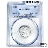 1943 Wheat Cent PCGS MS66