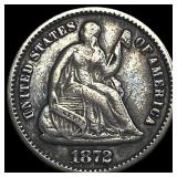 1872 Seated Liberty Silver Half Dime NEARLY UNCIRC