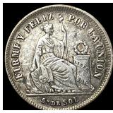 1869 YB Peru Silver 1/5 Sol