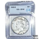 1935-S Silver Peace Dollar ICG EF45