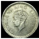 1943 British India Geroge VI Silver 1/2 Rupee