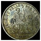 1863 Peru Silver 1/5 Sol
