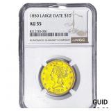 1850 $10 Gold Eagle NGC AU55 Large Date