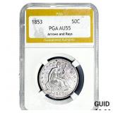 1853 Seated Liberty Half Dollar PGA AU55