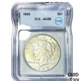 1935 Silver Peace Dollar ICG AU58
