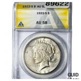 1922-S Silver Peace Dollar ANACS AU58